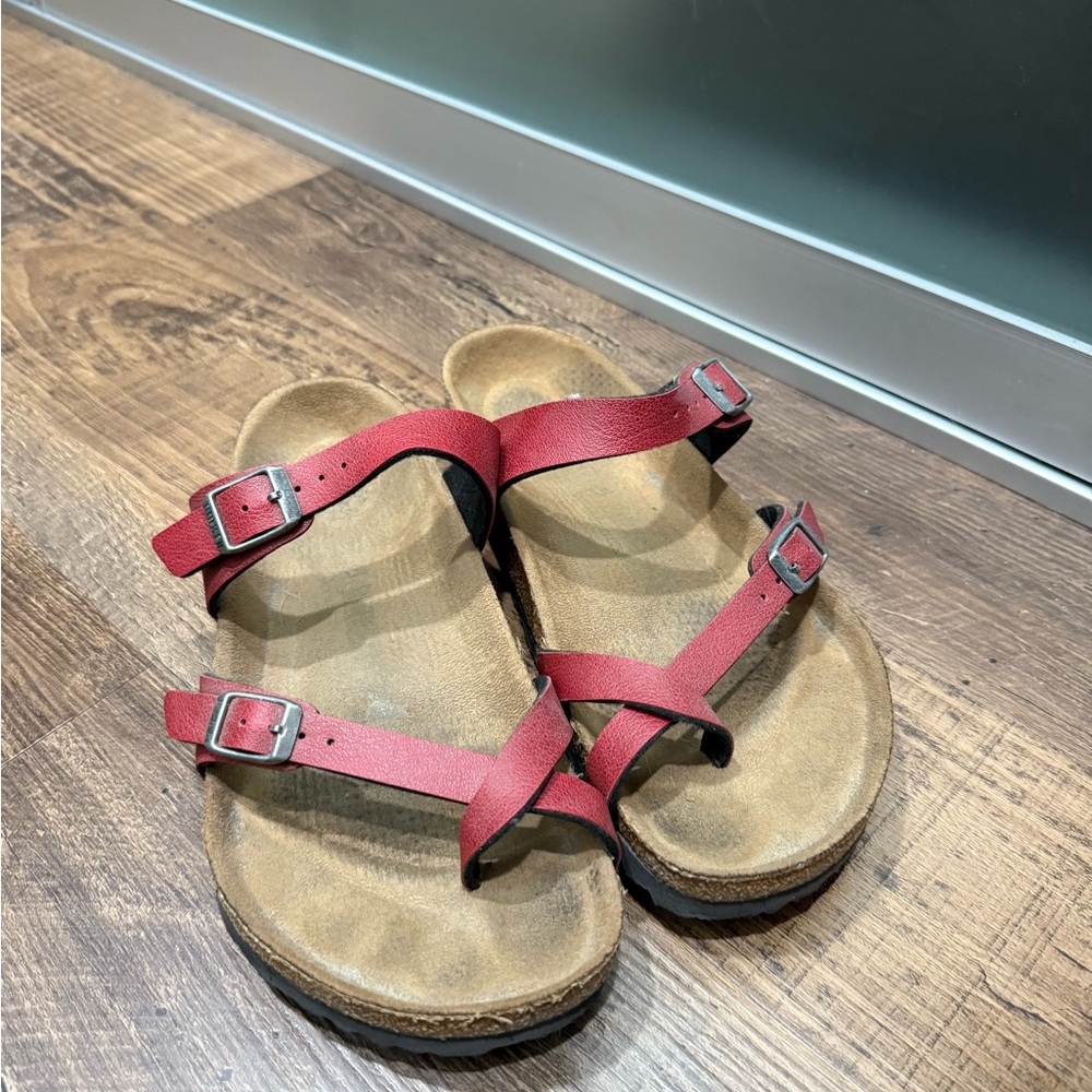 Birkenstock Raspberry Red Sandals with Adjustable Straps